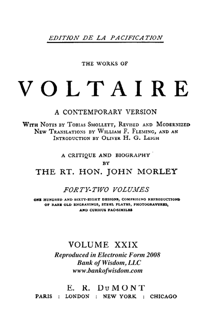 (image for) The Works of Voltaire, Vol. 29 of 42 vols + INDEX volume 43